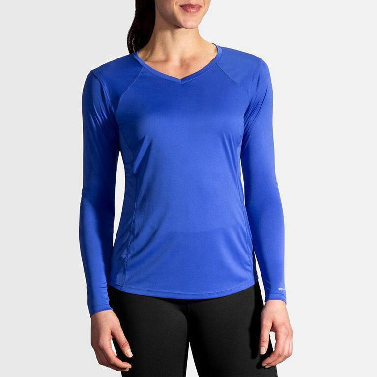 Brooks Stealth Camiseta Manga Longa Para Corrida Mulher Azuis (97180OSYN)